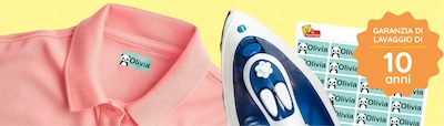 Banner con etichette termoadesive personalizzate con nome