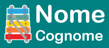 Étiquette My Nametags avec xylophone et nom complet, sur fond bleu sarcelle