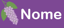 Étiquette My Nametags avec lilas, nom complet et numéro de téléphone, sur fond violet